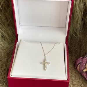 Small diamond cross necklace